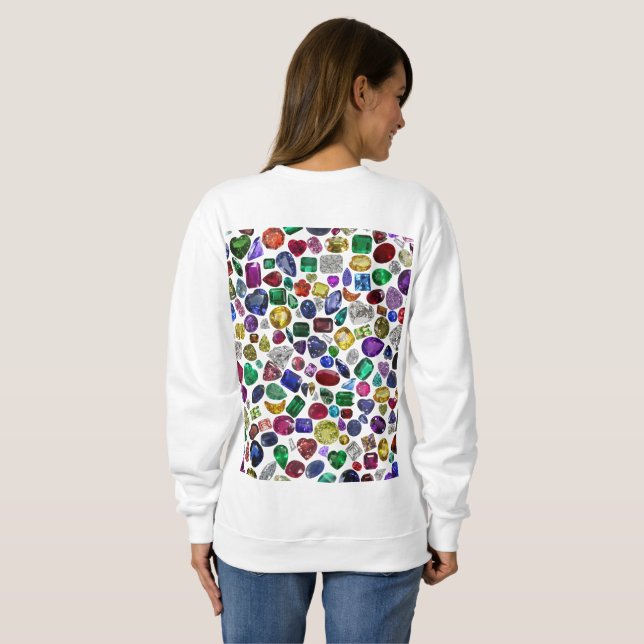 Farbenfrohe Edelsteine und Diamantmuster Sweatshirt (Schwarz voll)