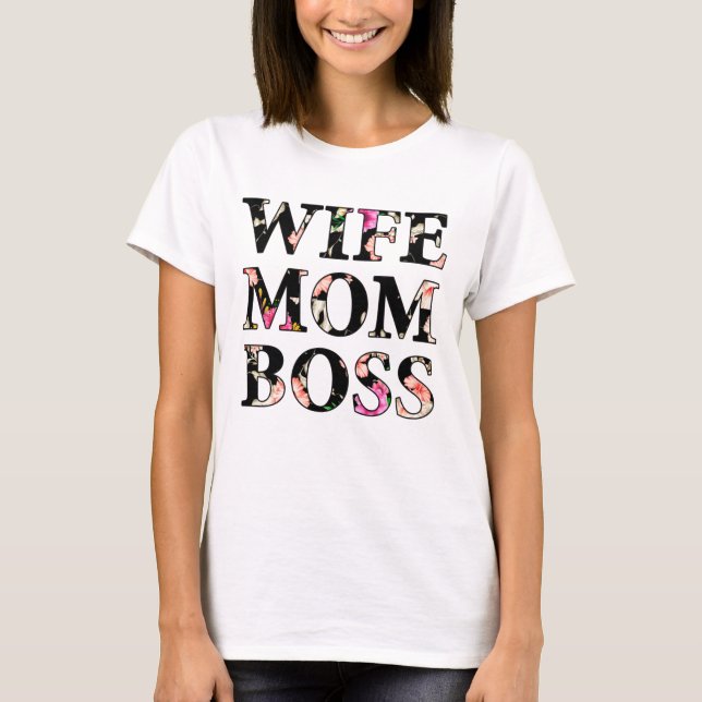 Farbenfrohe Ehefrau Mama Boss T-Shirt (Vorderseite)