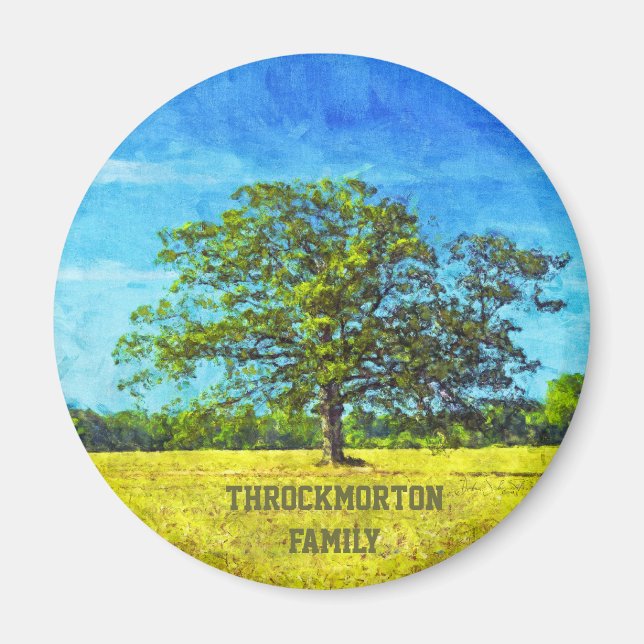 Farbenfrohe Eichenbaummalerei für Familienfeiern Magnet (Vorne)