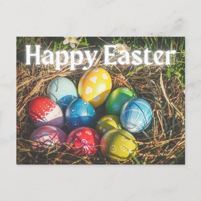 Farbenfrohe Eier Frohes Ostern Postkarte (Vorderseite)