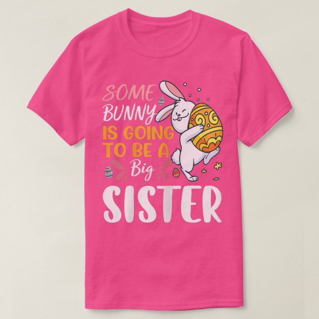 Farbenfrohe Eier Große Schwester Bunny Osterschwan T-Shirt (Design vorne)