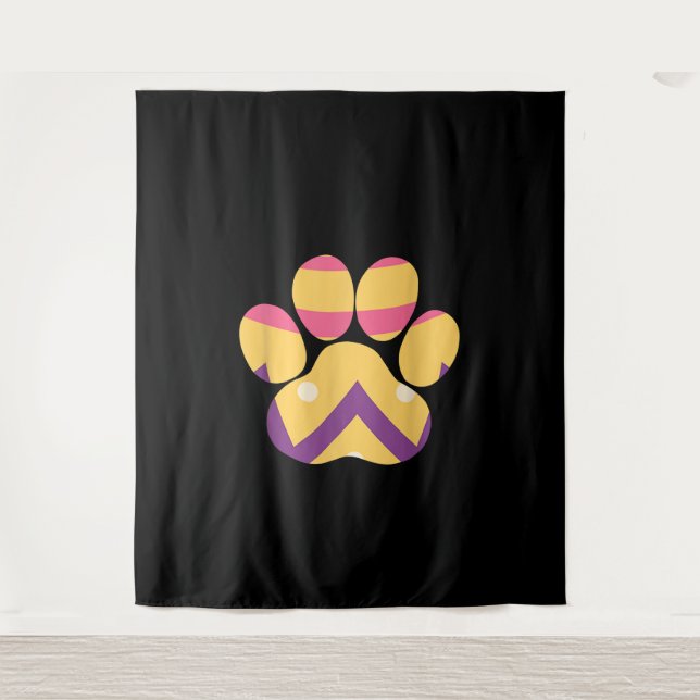 Farbenfrohe Eierpfade Funny Dog Cat Lovers Geschen Wandteppich (Vorderseite)
