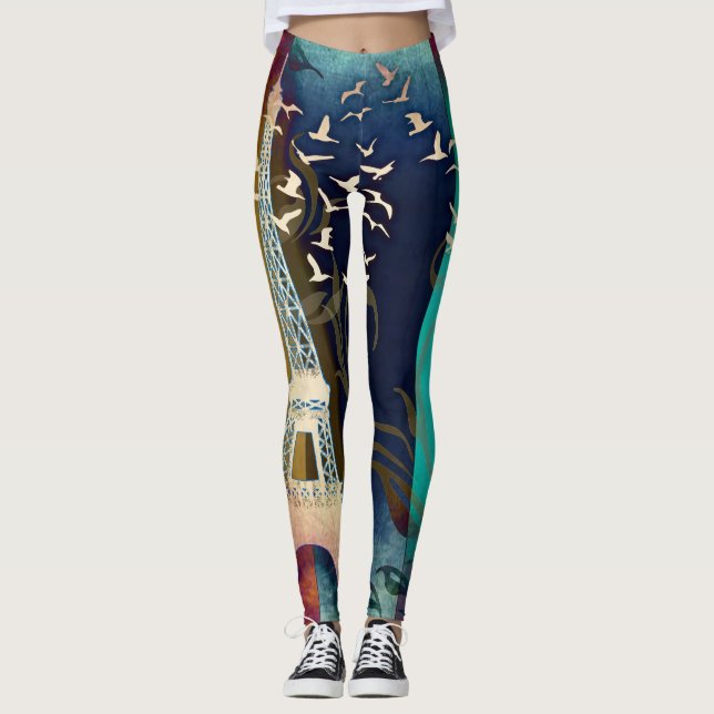 Farbenfrohe Eiffelturm Pariser Leggings (Vorderseite)