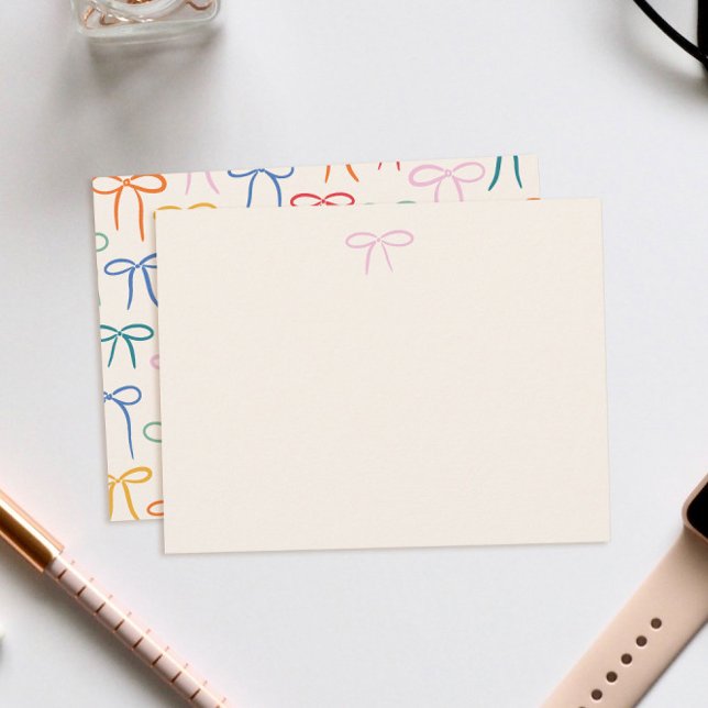Farbenfrohe einfache Bow Personal Stationery Mitteilungskarte (Von Creator hochgeladen)