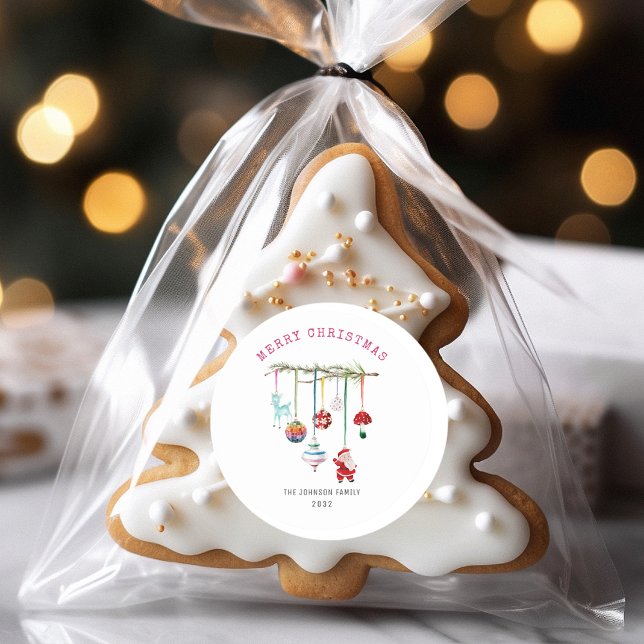 Farbenfrohe einfache Weihnachten Runder Aufkleber (Von Creator hochgeladen)