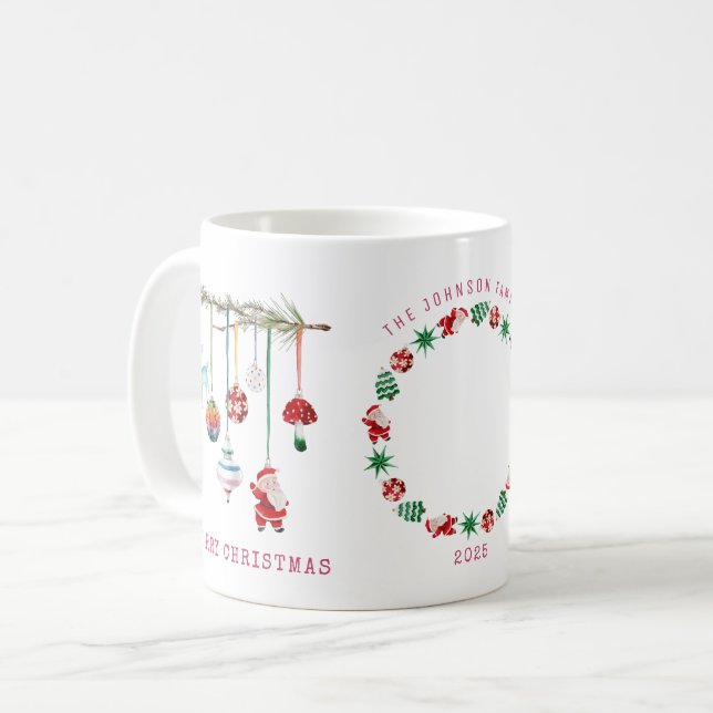 Farbenfrohe, einfache Weihnachts-Foto-Kalender Kaffeetasse (Vorderseite Links)