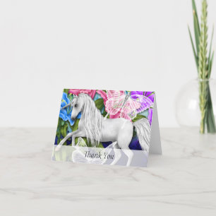 Farbenfrohe Einhorn, Blüte und Schmetterling Viele Dankeskarte