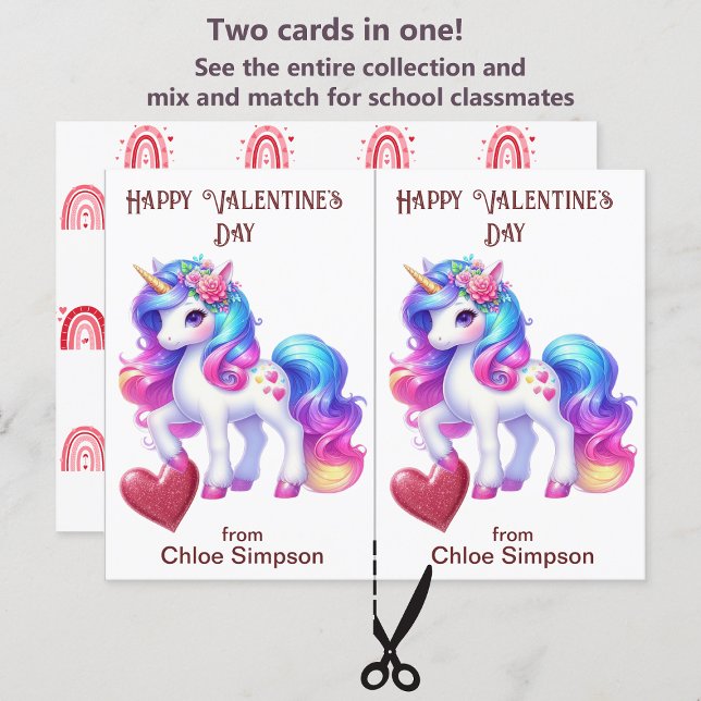 Farbenfrohe Einhorn Kinderkarte Valentine Postkarte (Von Creator hochgeladen)