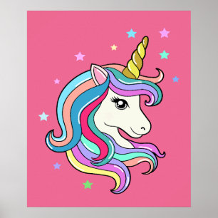 Farbenfrohe Einhorn Poster