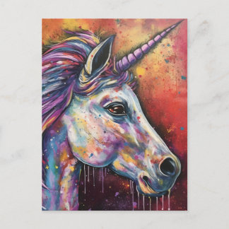 Farbenfrohe Einhorn Postkarte