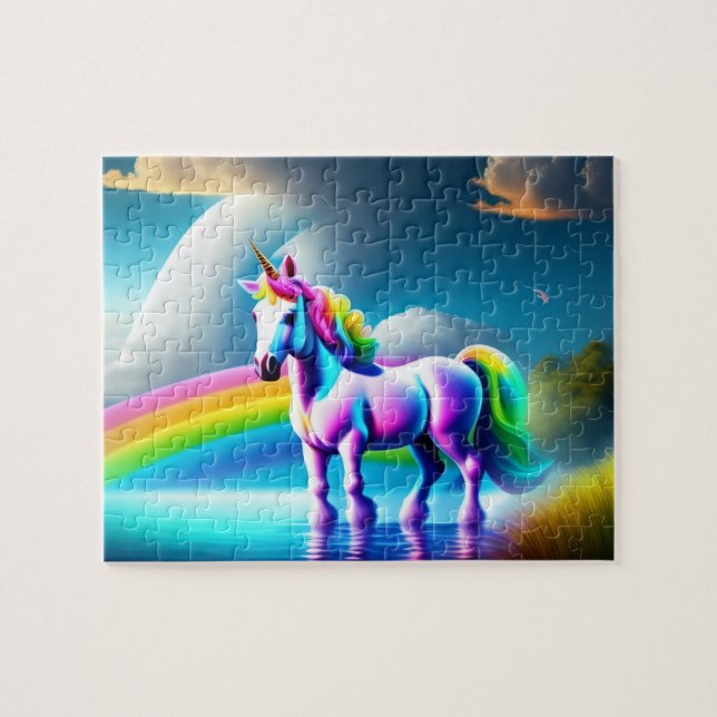 Farbenfrohe Einhorn Puzzle (Horizontal)