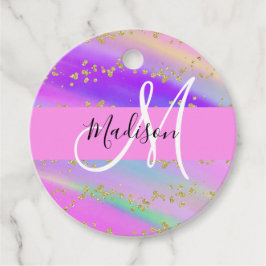 Farbenfrohe Einhorn-Regenbogen-Gold-Glitzer-Monogr Geschenkanhänger