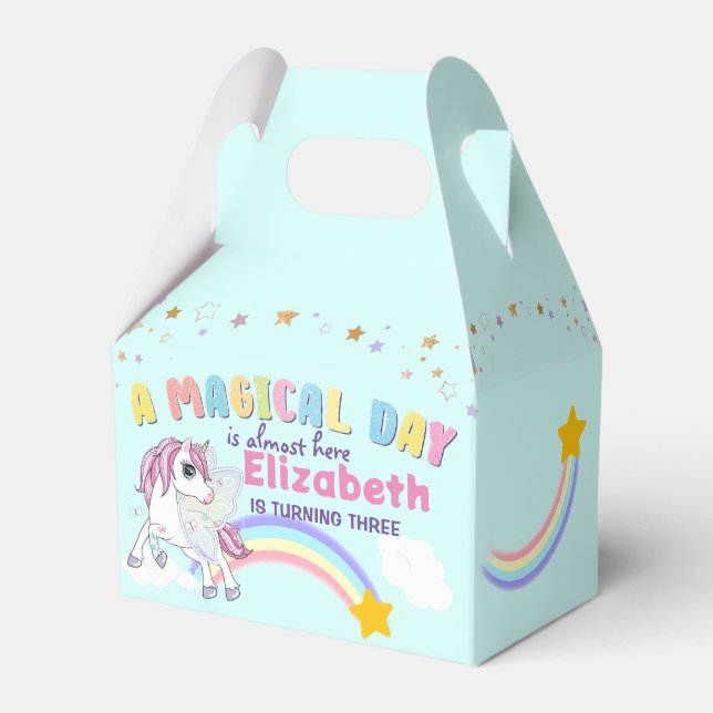 Farbenfrohe Einhorn Regenbogen Niedlich Magenrosa Geschenkschachtel (Vorderseite)