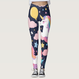 Farbenfrohe Einhorn-Regenbogenballonmuster für sie Leggings