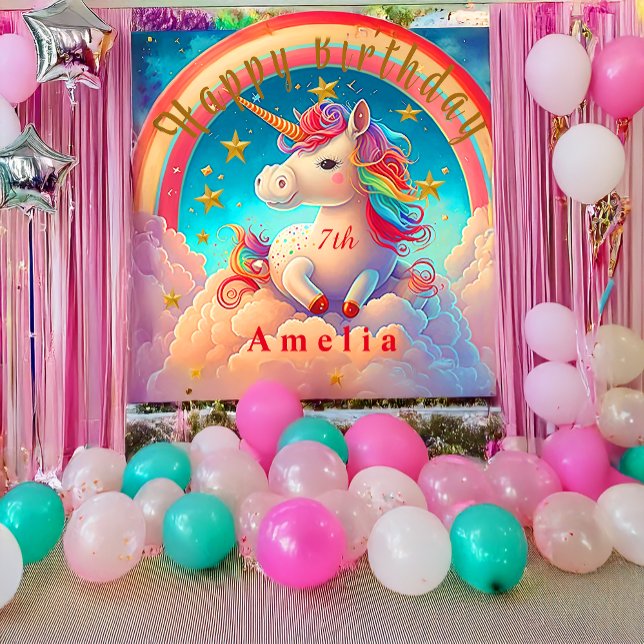 Farbenfrohe Einhorn-Regenbogenblende Wandteppich (Festive Unicorn Themed Birthday Party Supplies )