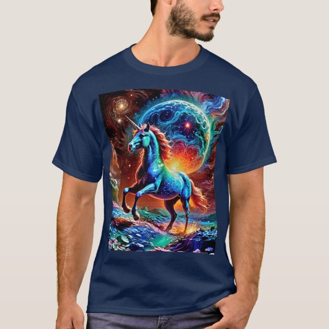 Farbenfrohe Einhorn T-Shirt (Vorderseite)