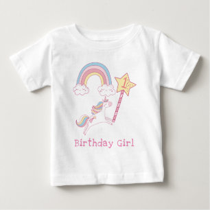 Farbenfrohe Einhorn-Zauberwand Geburtstag Baby T-shirt