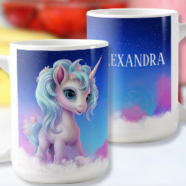 Farbenfrohe Einhornname Tasse