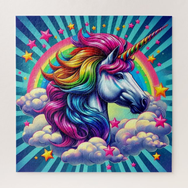 Farbenfrohe Einhornpuzzle! Puzzle (Vertikal)