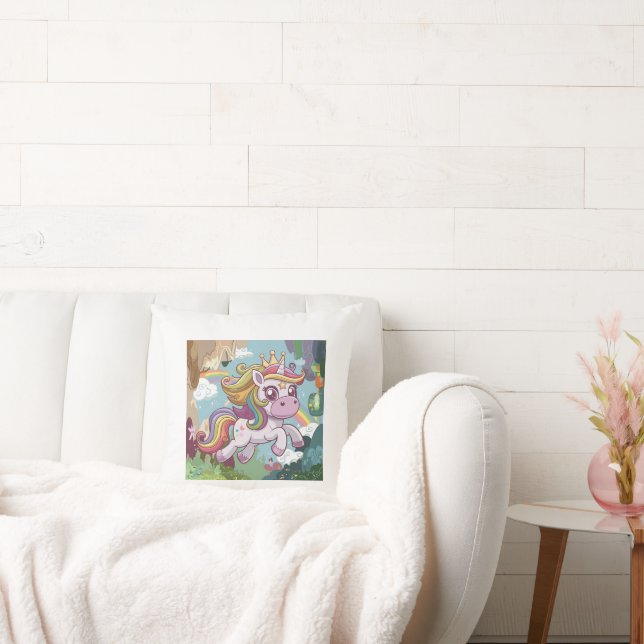 Farbenfrohe Einhornwurfkissen Kissen (Liege)