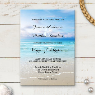 farbenfrohe Einladung zur Hochzeit am Strand