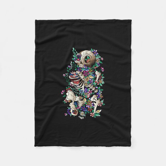 farbenfrohe Einrichtung mit Blumen Fleecedecke (Vorderseite)