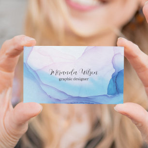 Farbenfrohe, einzigartige blaue Rosa Tinte Designe Visitenkarte
