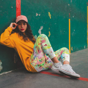 Farbenfrohe, einzigartige Paint Spritzer Regenboge Leggings