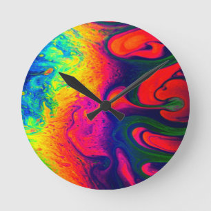 Farbenfrohe, einzigartige Regenbogen Swirf PERSONA Runde Wanduhr