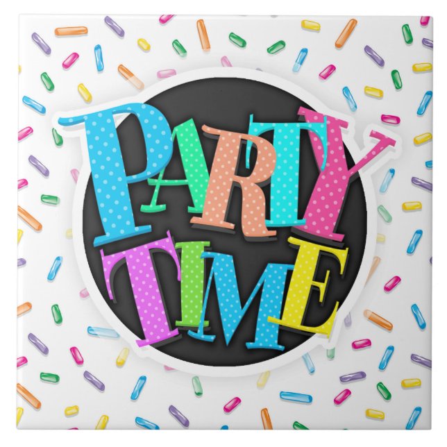 Farbenfrohe Eiscreme Candy Sprinkles Fliese (Vorderseite)