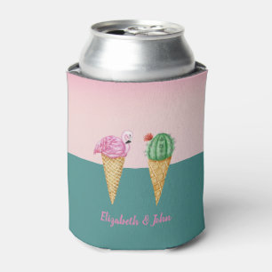 Farbenfrohe Eiscreme Cones Cactus Pink Flamingos Dosenkühler