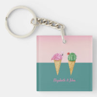 Farbenfrohe Eiscreme Cones Cactus Pink Flamingos