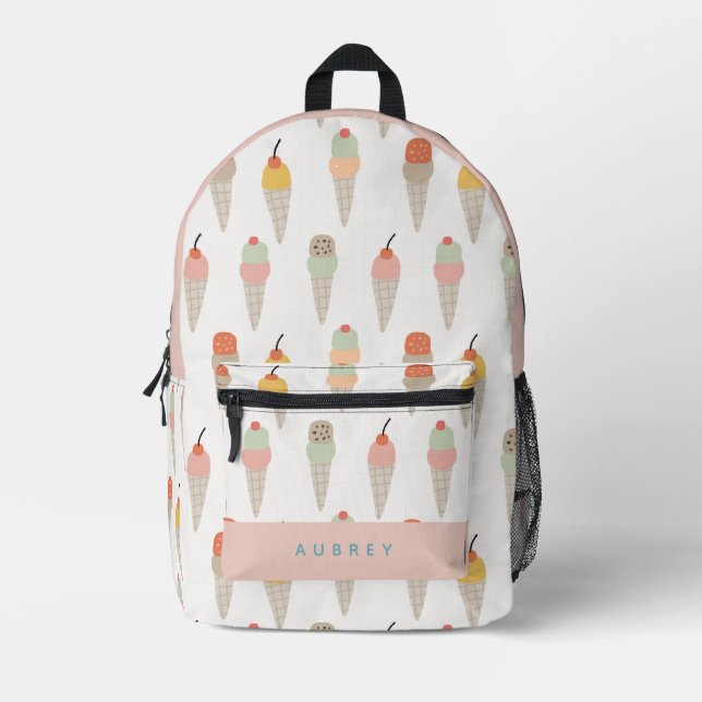Farbenfrohe Eiscreme Muster Rosa Bedruckter Rucksack (Vorderseite)
