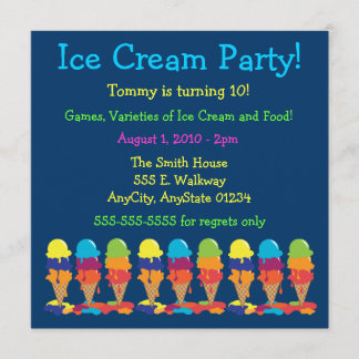 Farbenfrohe Eiscreme-Party Einladung