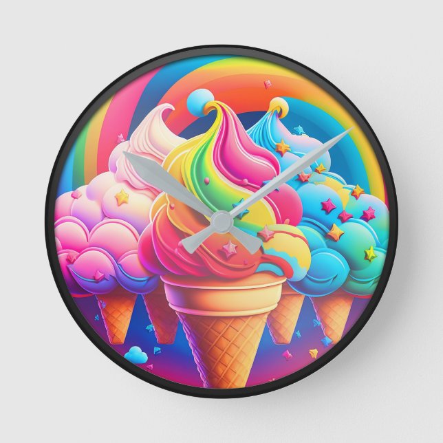 Farbenfrohe Eiscreme Runde Wanduhr (Vorderseite)
