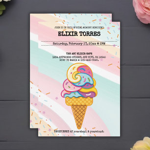 Farbenfrohe Eiscreme Scoop Sprinkles Babydusche Einladung