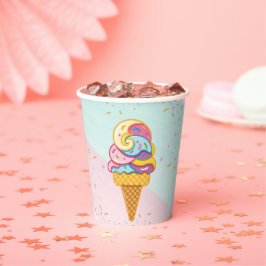 Farbenfrohe Eiscreme Scoop Sprinkles Babydusche Pappbecher