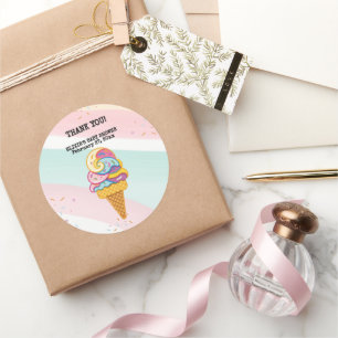 Farbenfrohe Eiscreme Scoop Sprinkles Babydusche Runder Aufkleber