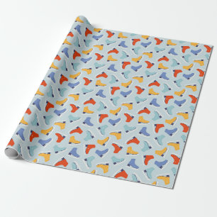 Farbenfrohe Eiszeit Skate Wintermuster Geschenkpapier
