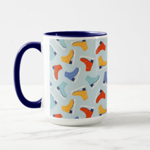 Farbenfrohe Eiszeit Skate Wintermuster Tasse
