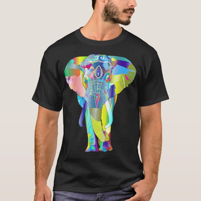 Farbenfrohe Elefant Unisex T-Shirt (Vorderseite)