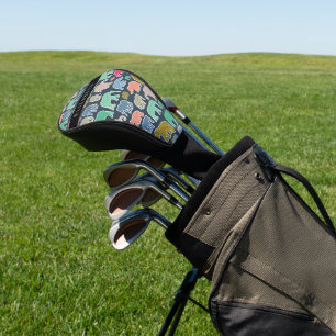 Farbenfrohe Elefanten, Elefantenmuster, Ihr Name Golf Headcover