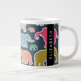 Farbenfrohe Elefanten, Elefantenmuster, Ihr Name Jumbo-Tasse