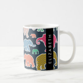 Farbenfrohe Elefanten, Elefantenmuster, Ihr Name Kaffeetasse