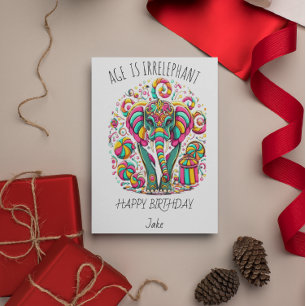 Farbenfrohe ElefantenGeburtstagskarte für eine frö Dankeskarte