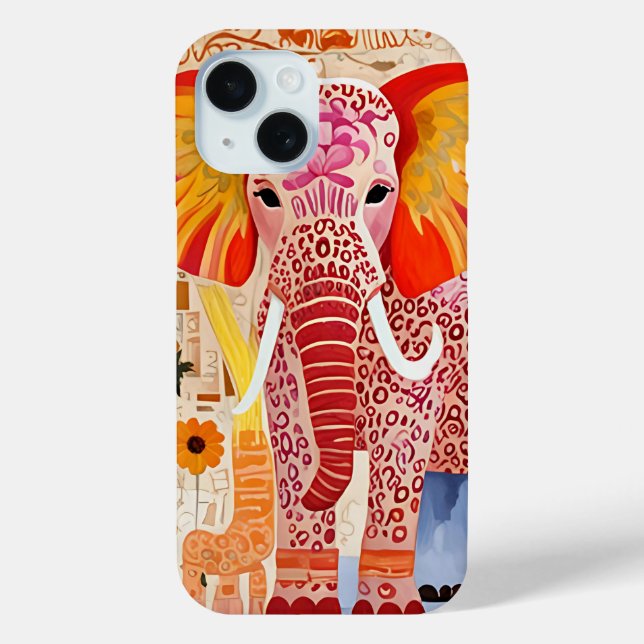 Farbenfrohe Elefantenkollektion Kunst Case-Mate iPhone Hülle (Rückseite)