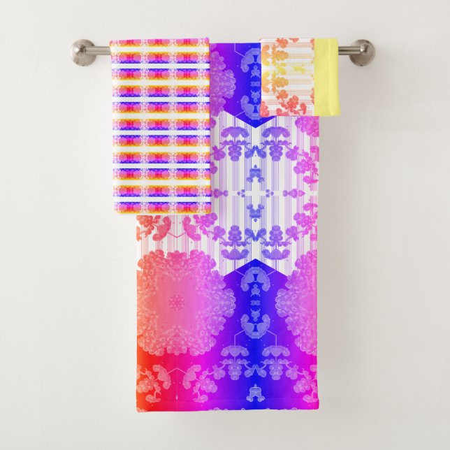 Farbenfrohe elegante Abstrakt geometrische Hinterg Badhandtuch Set (Insitu)