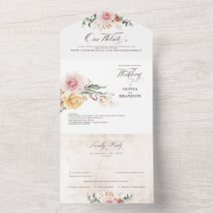 Farbenfrohe elegante Boho-Hochzeit All In One Einladung
