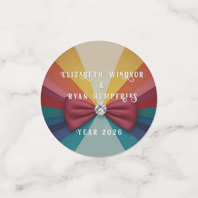 Farbenfrohe Elegante Rainbow Hochzeit Einladung Konfetti (Klein Vorderseite)