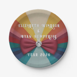 Farbenfrohe Elegante Rainbow Hochzeit Einladung Pappteller